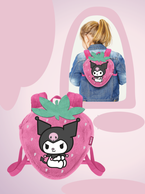 KUROMI - Jordgubbe - Mini Fuskpäls Ryggsäck '25x22x12cm' Karactermania