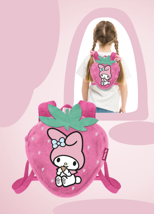 MY MELODY - Jordgubbe - Mini Fuskpäls Ryggsäck '25x22x12cm' Karactermania