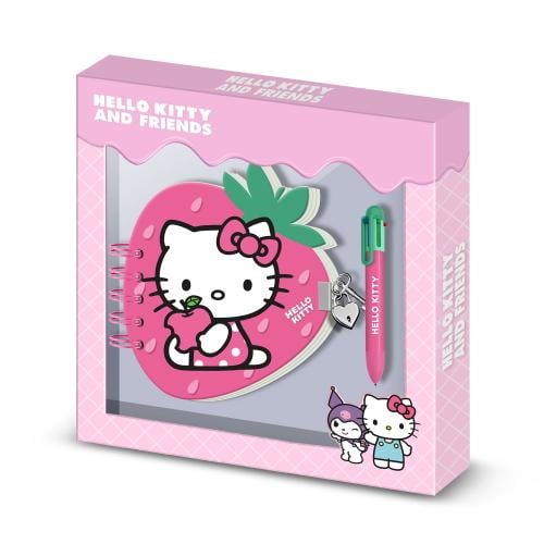 HELLO KITTY - Jordgubb - Presentlåda - Dagbok + Penna Karactermania