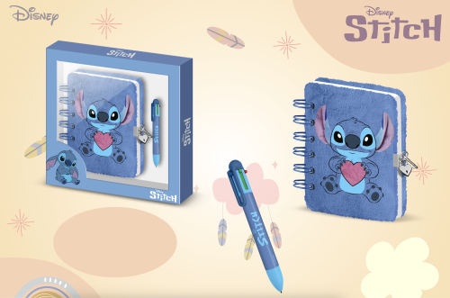 STITCH - Kärlek - Presentask - Furry Dagbok + Penna Karactermania