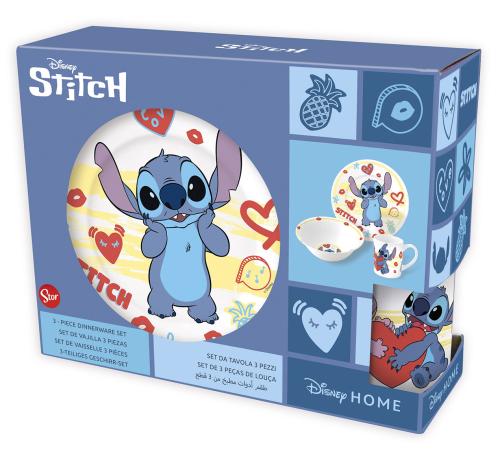 STITCH - Middagsset - Mugg 325ml + Skål + Tallrik 3 delar Stor