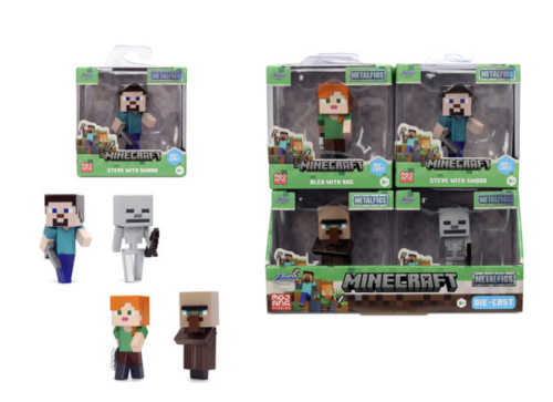 MINECRAFT - Utställning av 2,5" Figurer - 4 Modeller - 12 st - Vågor 4 Jada Toys