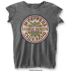THE BEATLES - T-Shirt BurnOut Col - Sgt Pepper Drum - Woman (XS) Rockoff