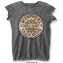 THE BEATLES - T-Shirt BurnOut Col - Sgt Pepper Drum - Woman (XS) Rockoff