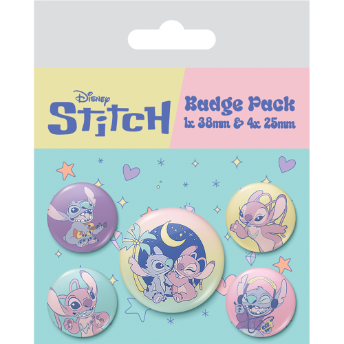 STITCH & ANGEL - Space Rocks - Pack med 5 Badges Pyramid