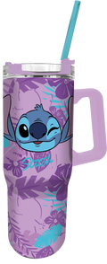 STITCH - Lila Blomma - XXL Rambler Mug - Storlek 39Oz Stor