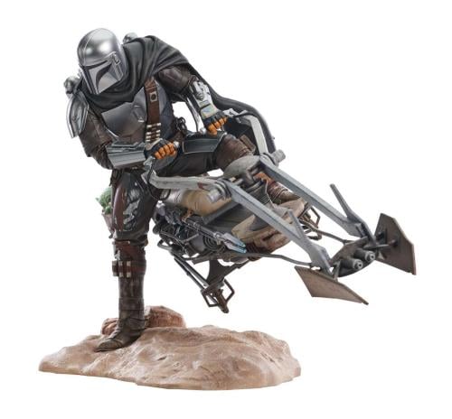 THE MANDALORIAN - Din Djarin med Speeder - Figur Premier Coll. 25cm Diamond Select
