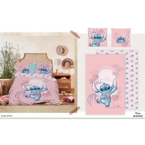 DISNEY - Duvet Cover 240x220cm - Stitch Pink Love '100% Coton' AyMax