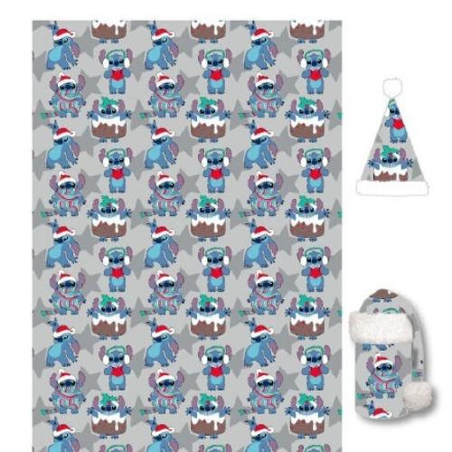 LILO & STITCH - Flanel Blanket 110x140cm + Hat - Christmas Stitch AyMax