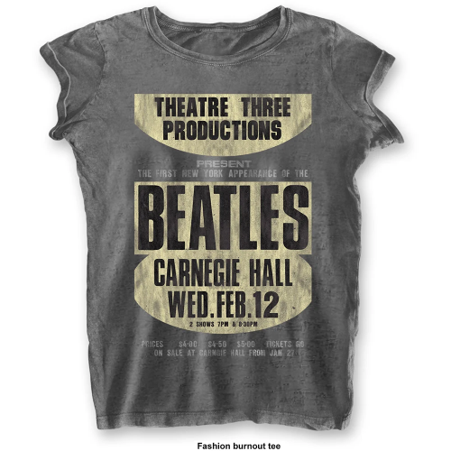 THE BEATLES - T-Shirt BurnOut Col - Carnegie Hall - Woman (XS) Rockoff