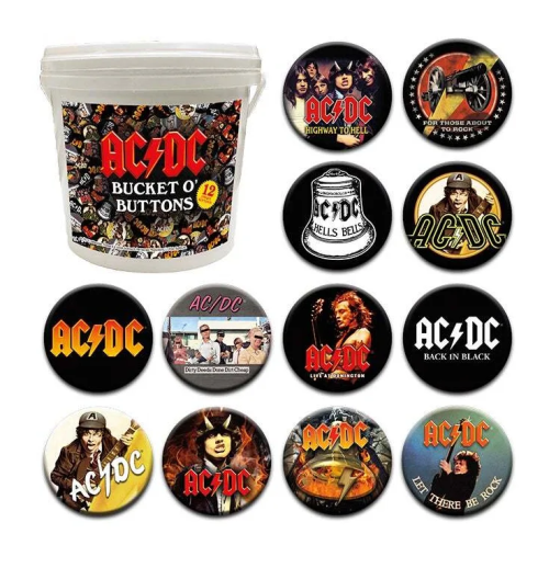 AC/DC - Bucket of Buttons 144 Stycken 3.2cm Aquarius