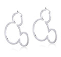 DISNEY MICKEY MOUSE - Outline Hoop Earrings 'White Gold Plated' Couture Kingdom
