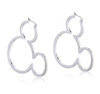 DISNEY MICKEY MOUSE - Outline Hoop Earrings 'White Gold Plated' Couture Kingdom