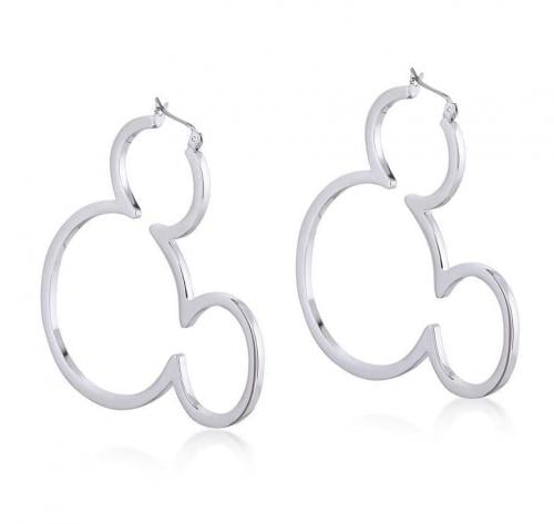 DISNEY MICKEY MOUSE - Outline Hoop Earrings 'White Gold Plated' Couture Kingdom