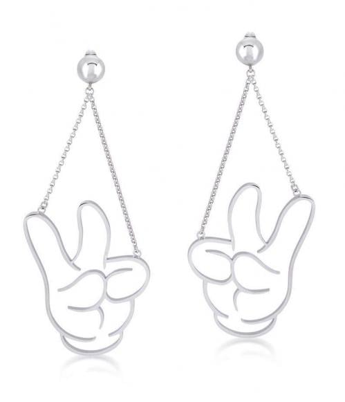 DISNEY MICKEY MOUSE - Glove Drop Earrings 'White Gold Plated' Couture Kingdom