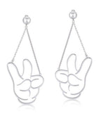 DISNEY MICKEY MOUSE - Glove Drop Earrings 'White Gold Plated' Couture Kingdom
