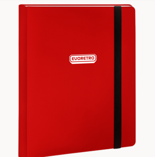 EVORETRO - Regular Card Binder 9 pocket för 360 kort med elastisk Röd Evoretro