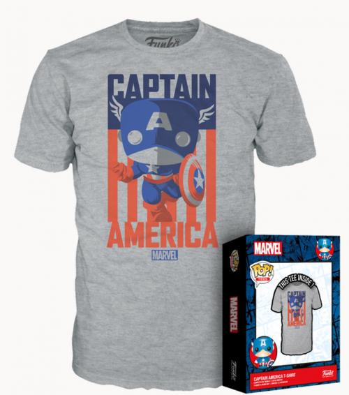 MARVEL - Captain America - T-Shirt POP (S) Funko Tees