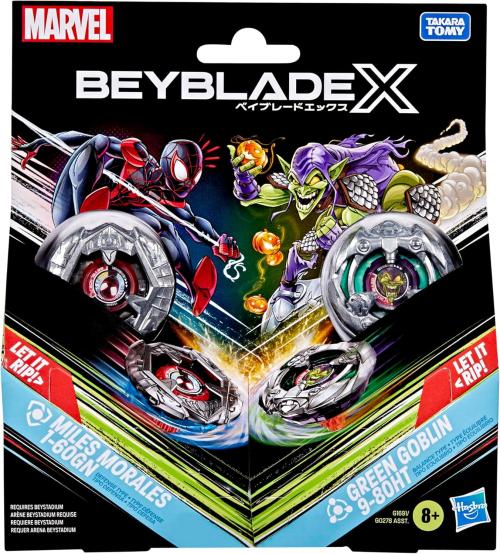BEYBLADE X - Miles Morales 1-60GN & Green Goblin 9-80HT Hasbro