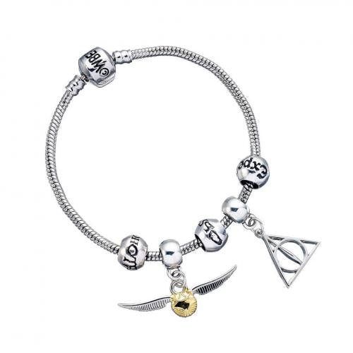 HARRY POTTER - Armband + 2 Charm + 3 Beads - Silver Plated Carat
