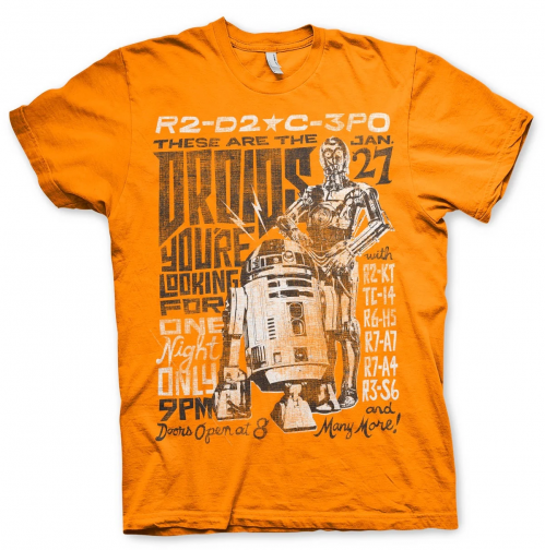 STAR WARS 7 - T-Shirt Droids Night - Orange (S) Runns