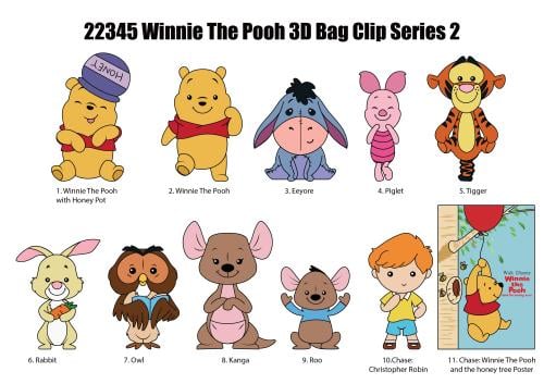 WINNIE THE POOH - Series 2 - 3D Foam Bag Clip (Display 24 Pcs) Monogram