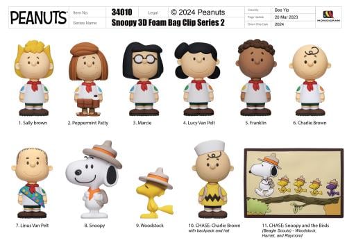 SNOOPY - Serie 2 - 3D Foam Bag Clip (Display 24 Stycken) Monogram
