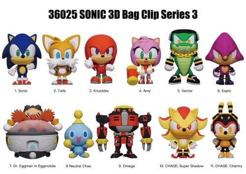 SONIC - Series 3 - 3D Foam Bag Clip (Display 24 Pcs) Monogram