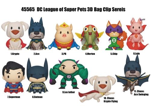 DC SUPER PETS - Series 1 - 3D Foam Bag Clip (Display 24 Pcs) Monogram