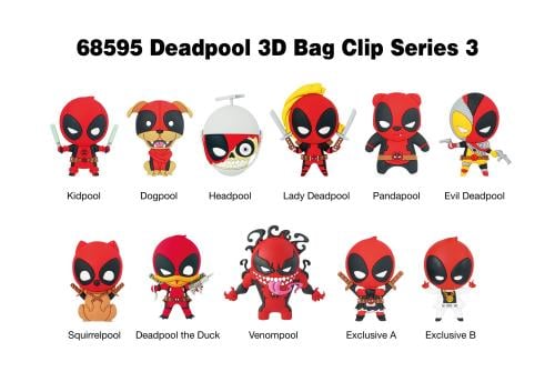 MARVEL - Deadpool Serie 3 - 3D Foam Bag Clip (Display 24 Pcs) Monogram