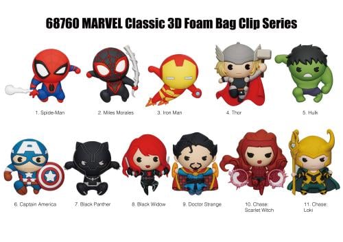 MARVEL - Classic 3D - 3D Foam Bag Clip (Display 24 Pcs) Monogram