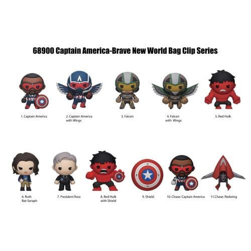 CAPTAIN AMERICA - Brave New World - 3D Foam Bag Clip (Display 24 Pcs) Monogram