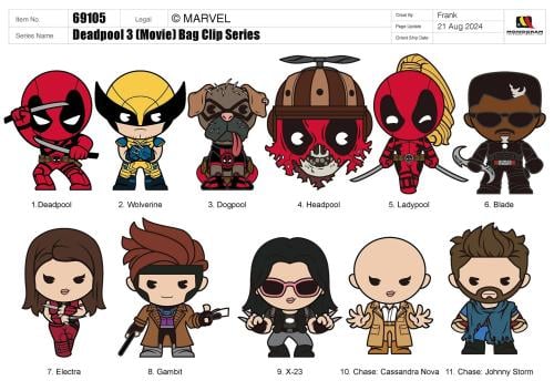 DEADPOOL - Serie 1 - 3D Foam Bag Clip (Display 24 Stk) Monogram