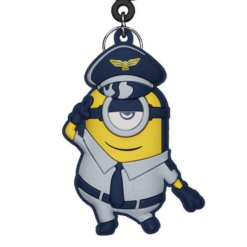 MINIONS - Pilot Stuart - Soft Touch Bagclip Nyckelring Monogram