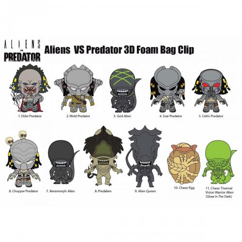 ALIENS vs PREDATOR - 3D Foam Bag Clip (Display 24 Pcs) Monogram