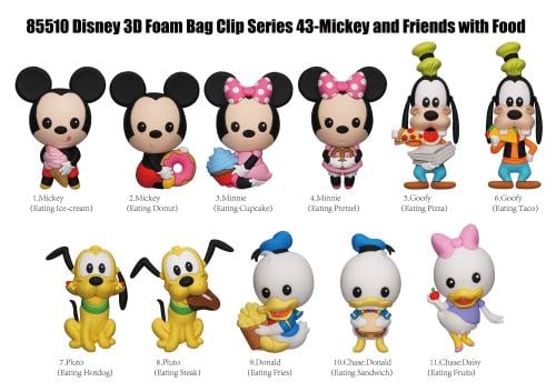 MICKEY & FRIENDS - Series 43 - 3D Foam Bag Clip (Display 24 Pcs) Monogram