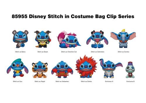 STITCH IN COSTUME - Series 1 - 3D Foam Bag Clip (Display 24 Pcs) Monogram