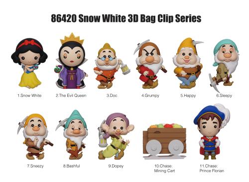 SNOW WHITE - Series 66 - 3D Foam Bag Clip (Display 24 Pcs) Monogram