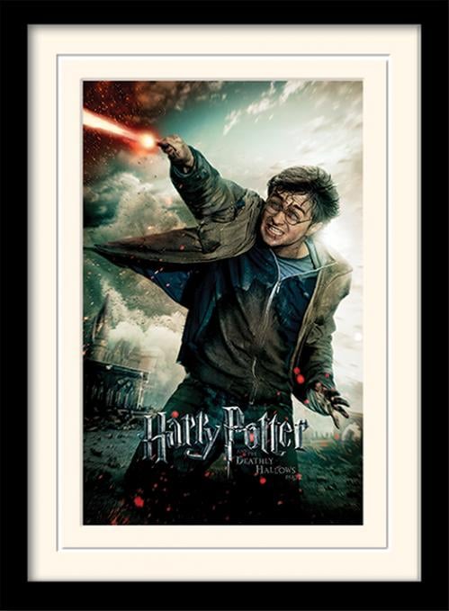 HARRY POTTER - Monterad & Inramad 30X40 Print - Deathly Hallows Wand Pyramid