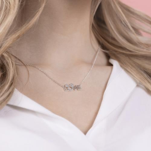 MINNIE - Love - Halsband i Silverpläterad Mässing Peershardy