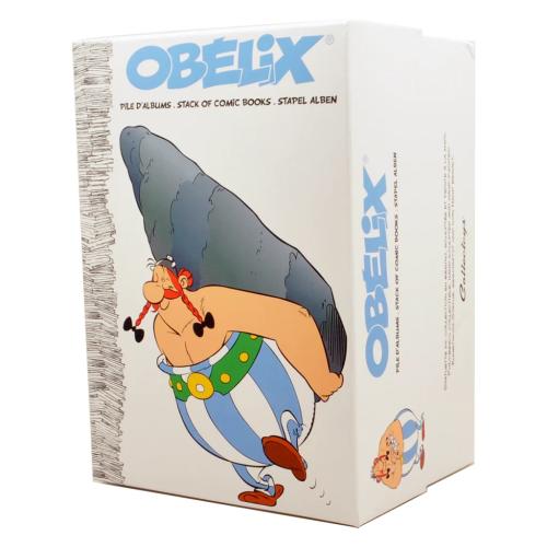 ASTERIX & OBELIX - Obelix bärande en hög serietidningar - Figur 30cm Plastoy