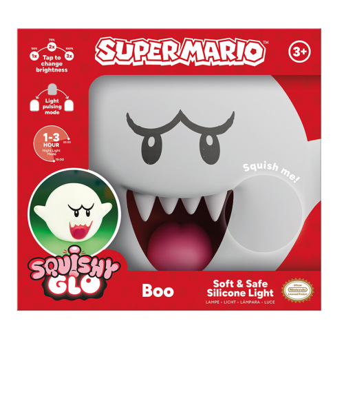SUPER MARIO - Boo - 'SquishyGlo' Silikonlampa Uppladdningsbar 15 cm Paladone