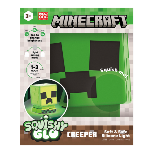 MINECRAFT - Creeper - 'SquishyGlo' Silikonlampa Uppladdningsbar 15cm Paladone