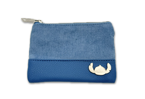 STITCH & ANGEL - Blue Corduroy Fashion Duo Pouch Plånbok - '14x10x1cm' Red Robin