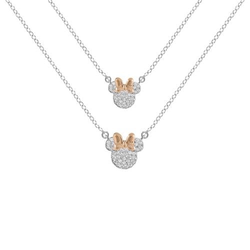 MINNIE - Mamma & Dotter Set - 2 Skinande Silver Messingpläterade Halsband Peershardy