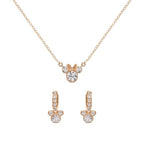 MINNIE - Mor & Dotter Set - Silver Brass Pläterad Halsband + Örhängen Peershardy