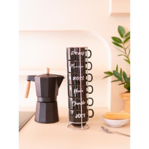 VÄNNER - Karaktärer - 6 Kaffekoppar Set med Ställ Grupo Erik