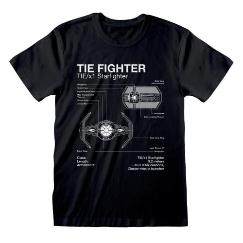 STAR WARS - T-Shirt - Tie Fighter Sketch (S) Runns