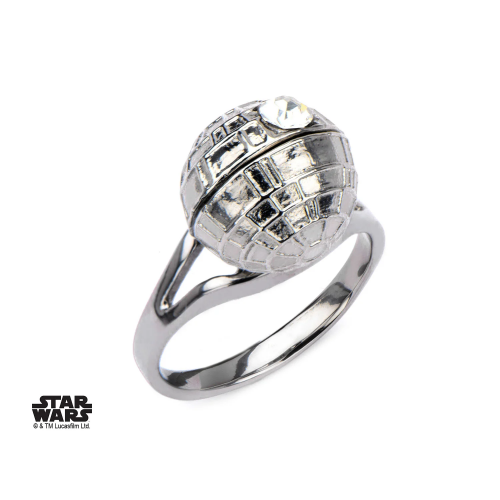 STAR WARS - Damernas 3D Death Star Ring i Rostfritt Stål - Storlek 6 S1 Studio