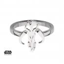STAR WARS - Kvinnors Rostfritt Stål Mandalorian Sym Cut Ring - Storlek 6 S1 Studio